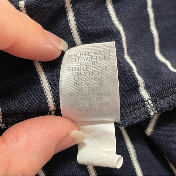 J. Jill Wearever Collection Navy & White Stripe Blouse Top Women's Size S - Picture 8 of 9